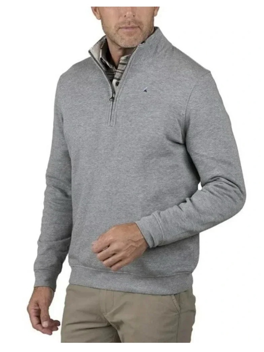 Tailor Vintage Men's Quarter Zip Light Gray Fleece Size XXL (MSRP $118)